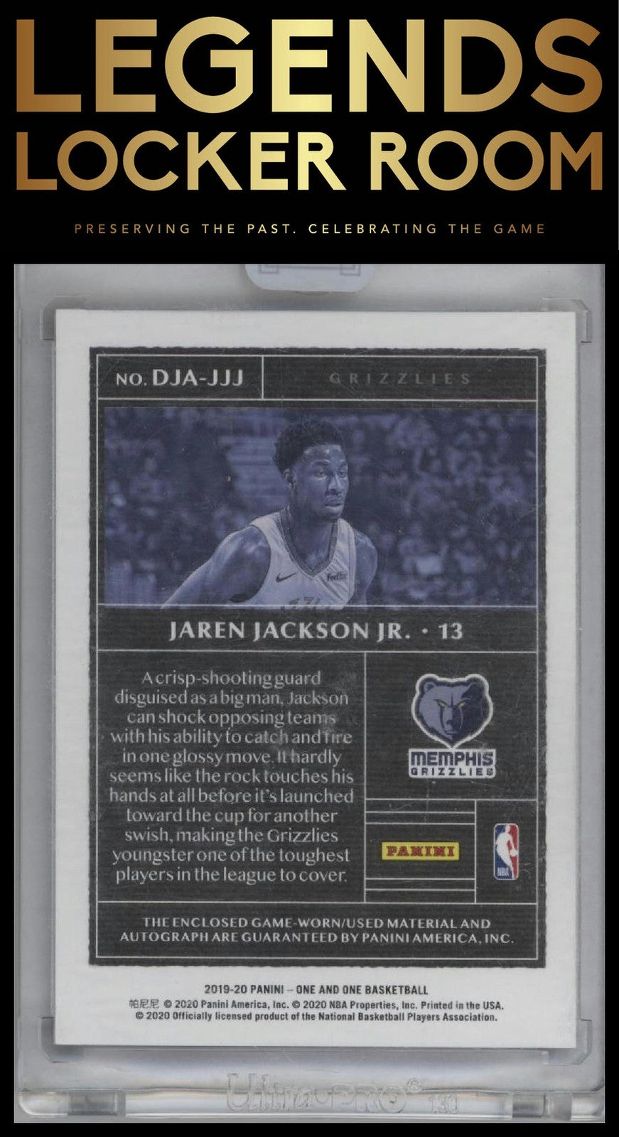 2019-20 Panini One and One Jaren Jackson Jr. Dual Jersey Autographs Purple #/35