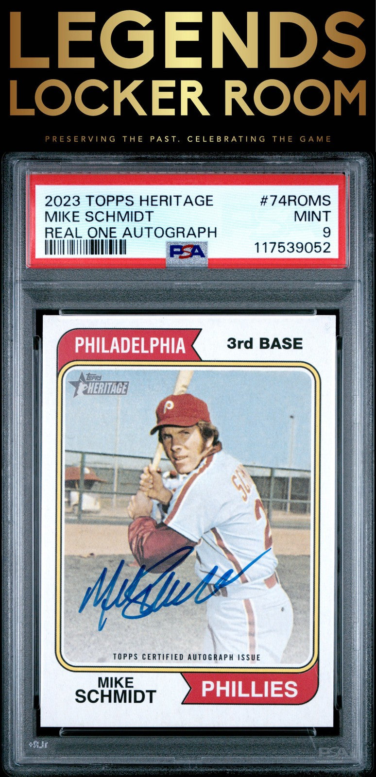2023 Topps Heritage Real One Autograph Mike Schmidt PSA 9