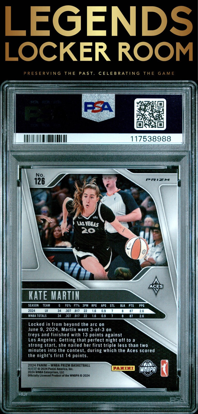 2024 Panini Prizm Wnba #126 Kate Martin Silver Prizm PSA 10