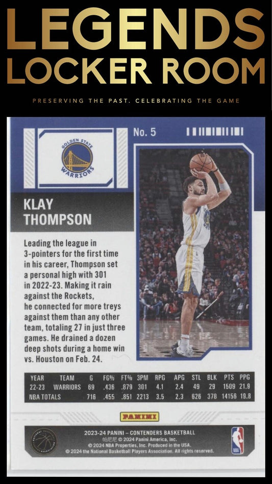 2023-24 Panini Contenders #5 Klay Thompson