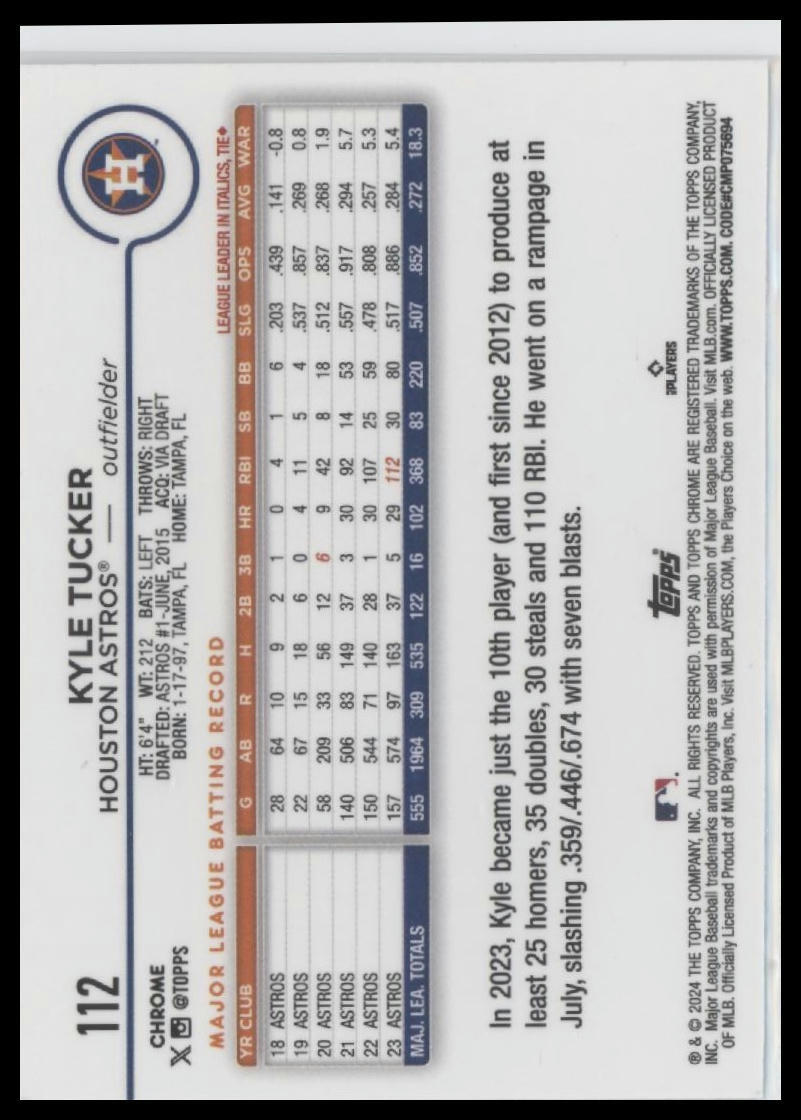 2024 Topps Chrome #112 Kyle Tucker