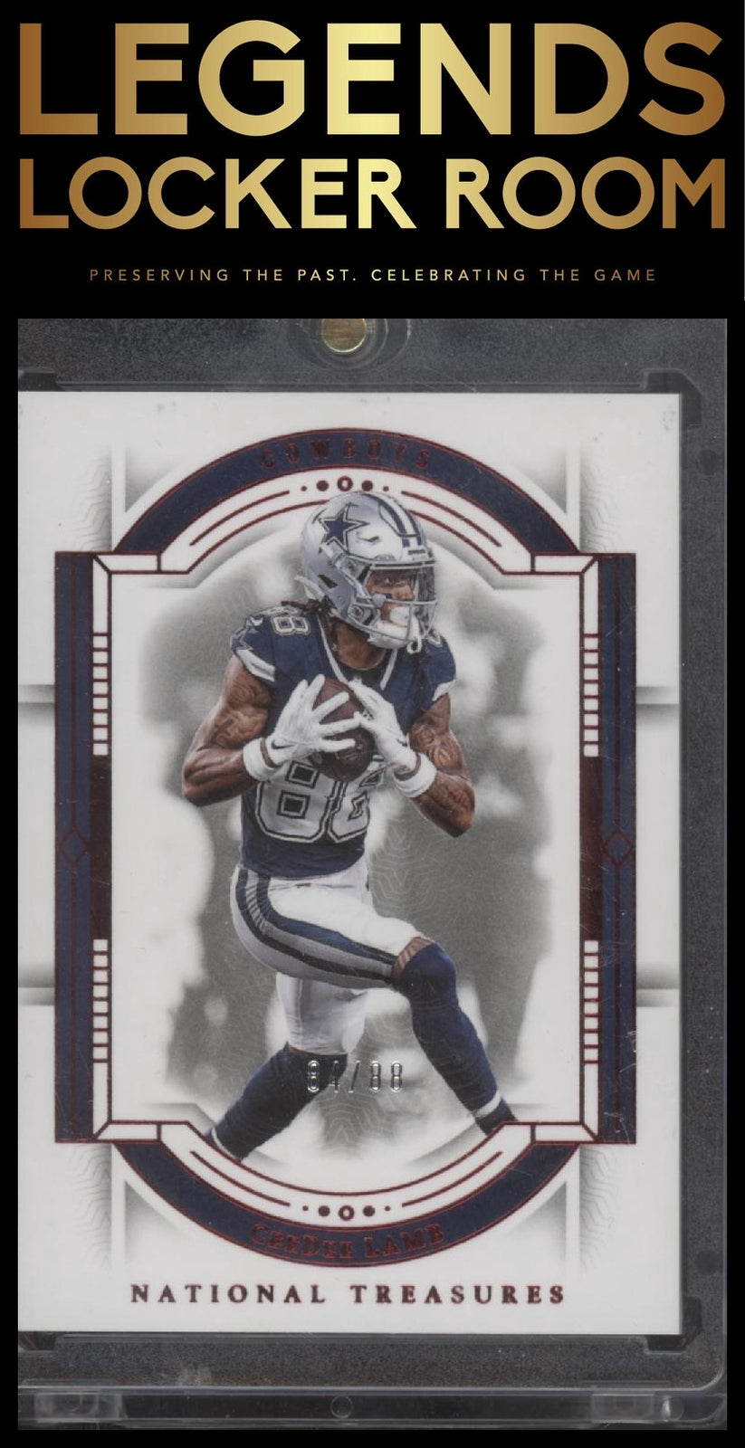 2023 Panini National Treasures #25 CeeDee Lamb Jersey Number Red #/88