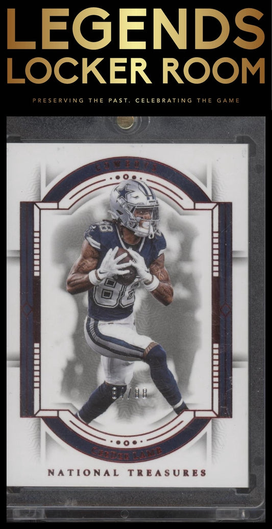 2023 Panini National Treasures #25 CeeDee Lamb Jersey Number Red #/88