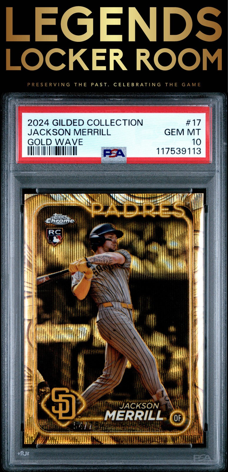 2024 Topps Gilded Collection #17 Jackson Merrill Gold Wave PSA 10