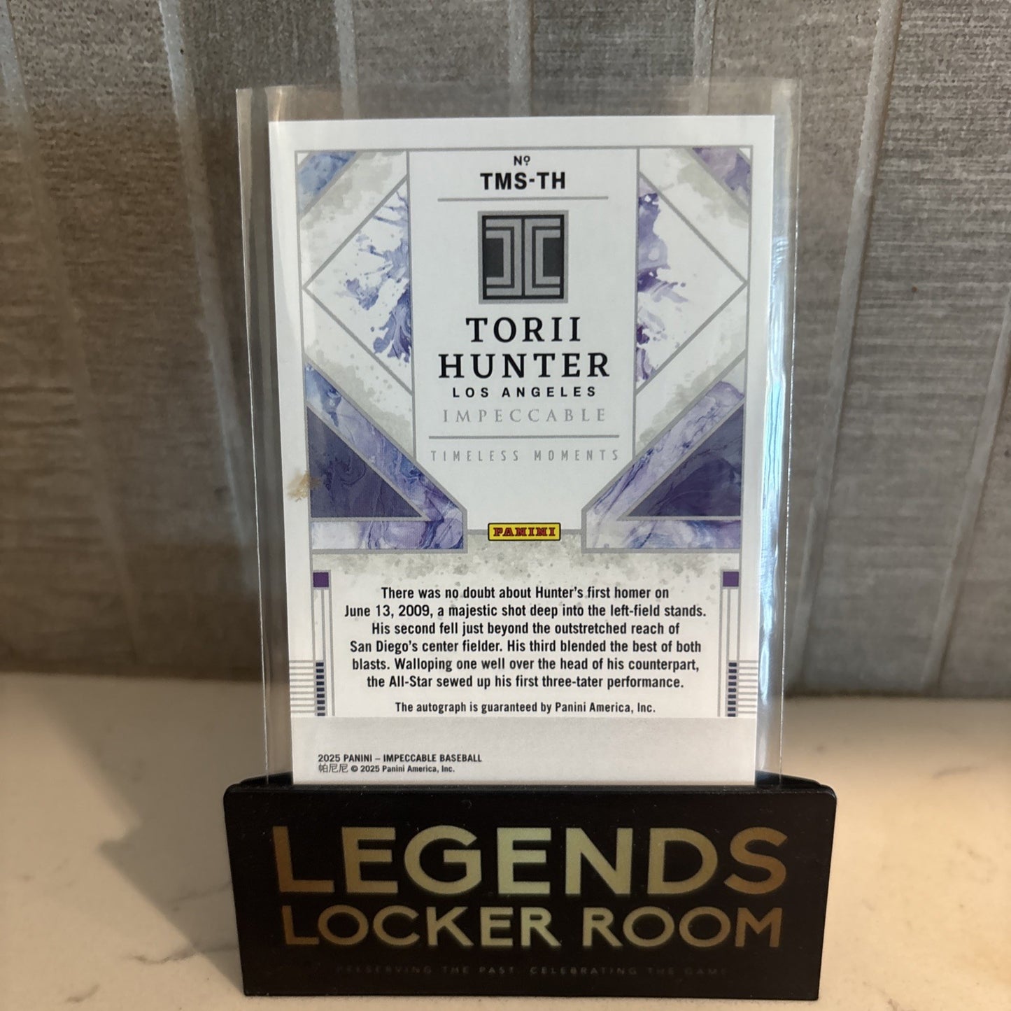 2025 Panini Impeccable Torii Hunter Timeless Moments Auto /35