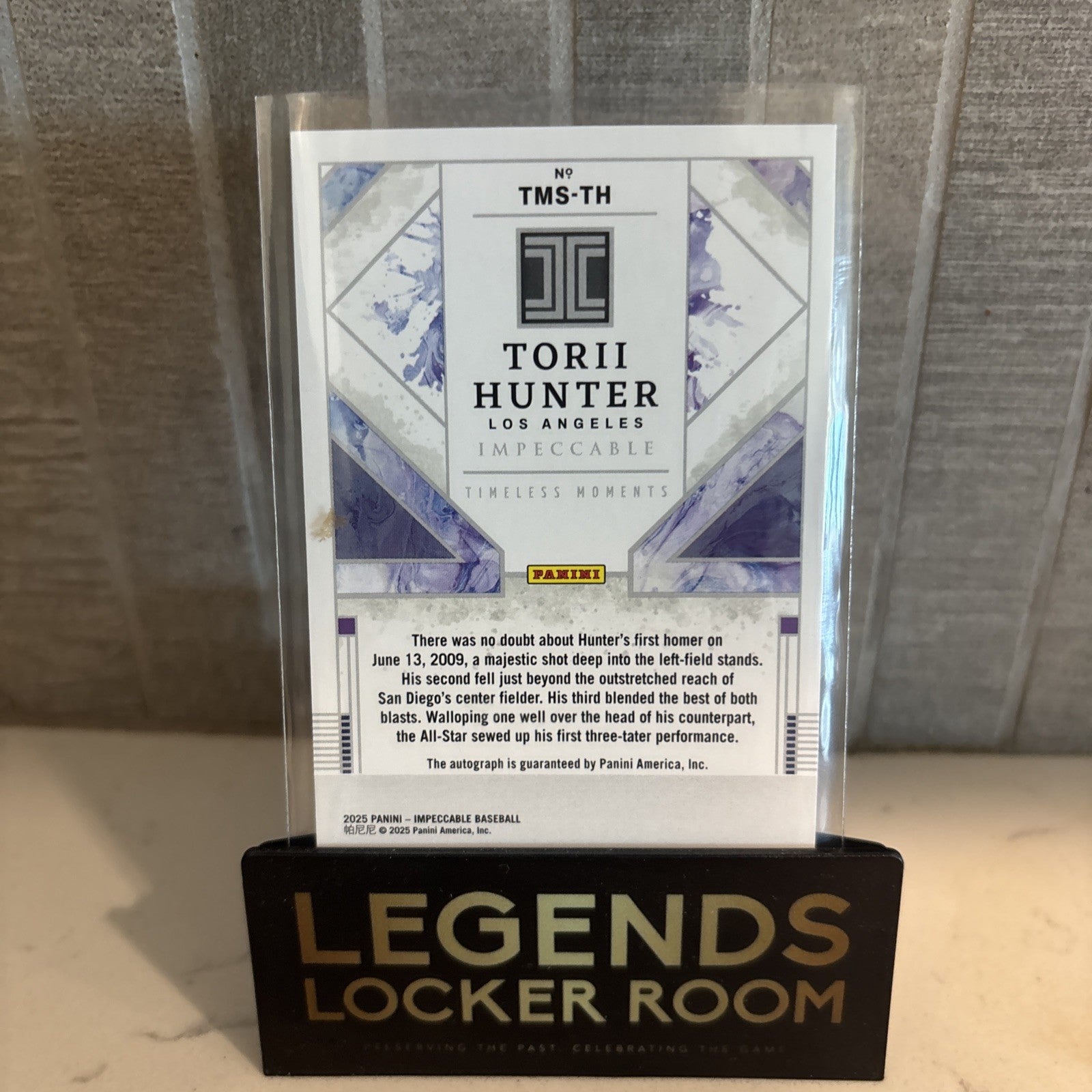 2025 Panini Impeccable Torii Hunter Timeless Moments Auto /35