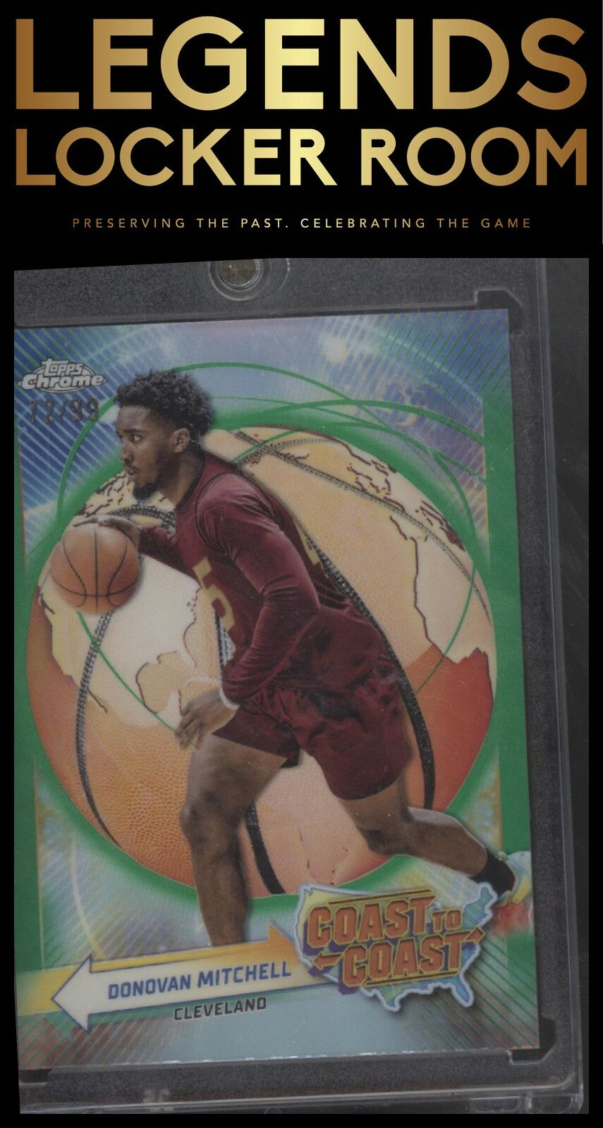 2023-24 Topps Chrome #CC-6 Donovan Mitchell Coast to Coast Refractors Green #/99