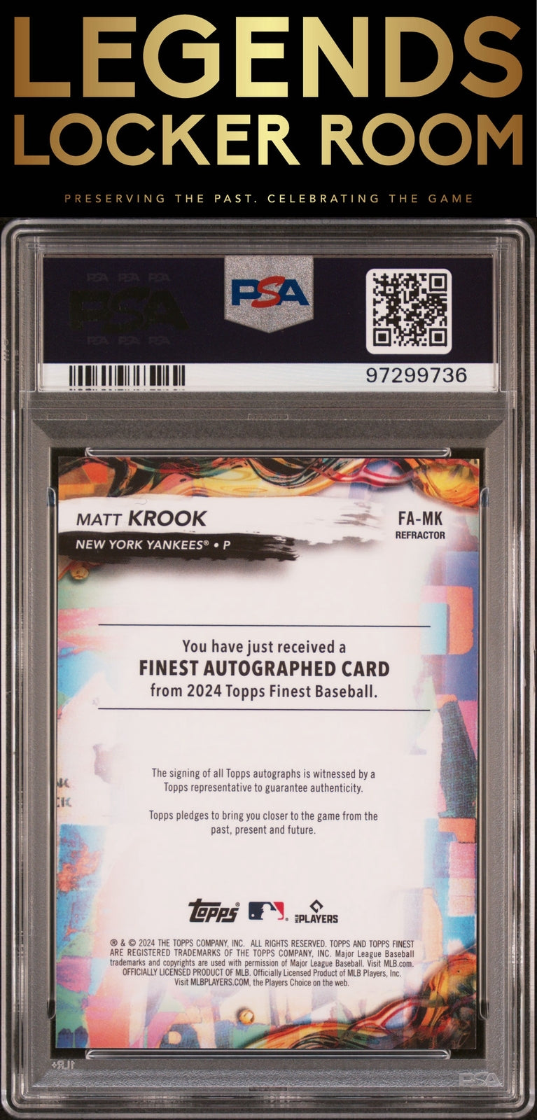 2024 Topps Finest Finest Autographs #FAMK Matt Krook Autograph-Refractor PSA 10