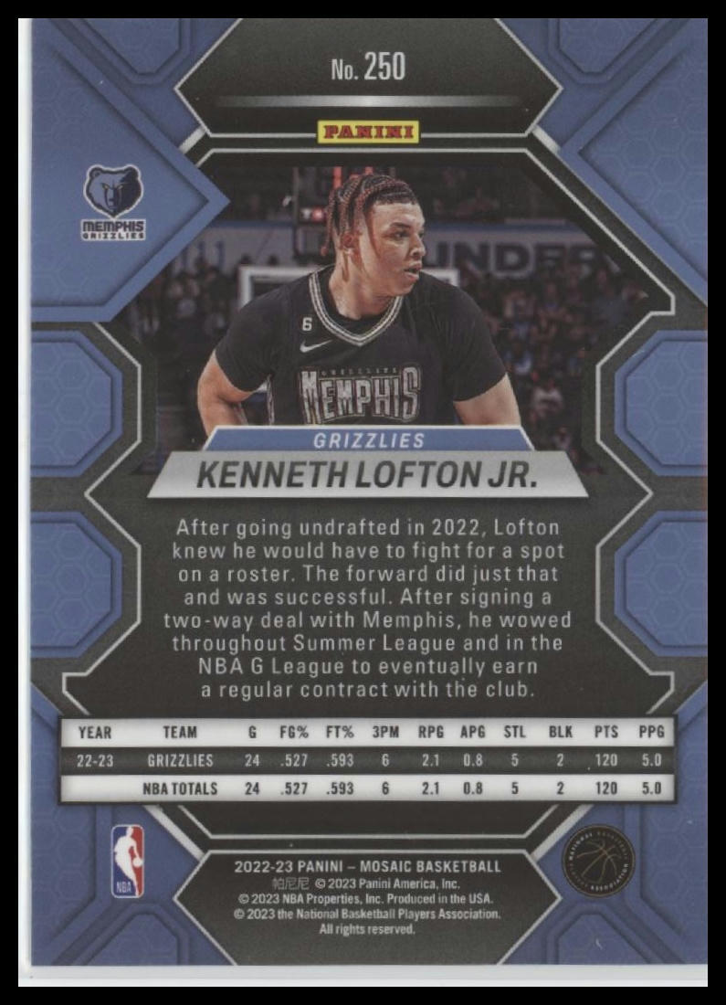 2022-23 Panini Mosaic #250 Kenneth Lofton Jr.