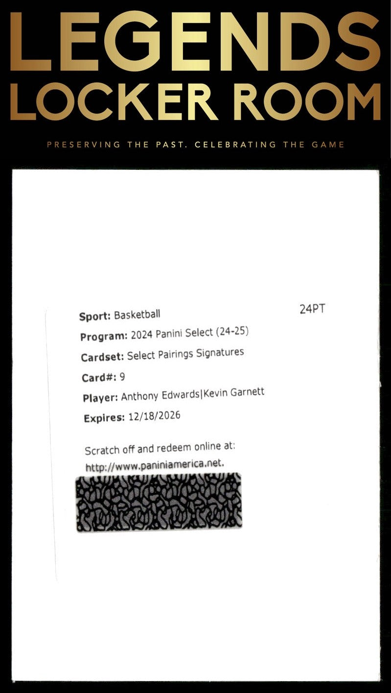 2024-25 Panini Select Anthony Edwards / Kevin Garnett Select Pairings Signatures