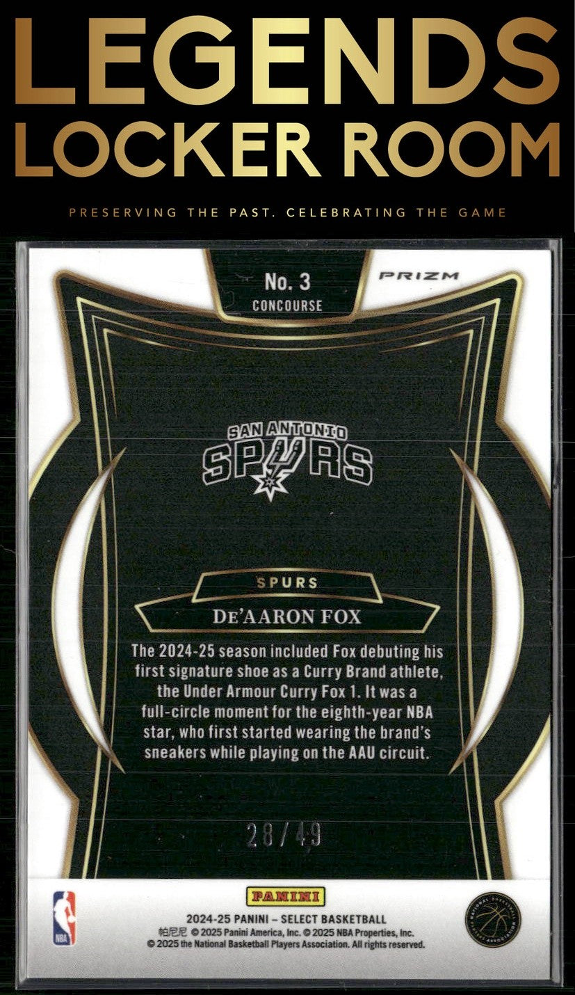 2024-25 Panini Select #3 De'Aaron Fox Bronze Checker Prizm #/49