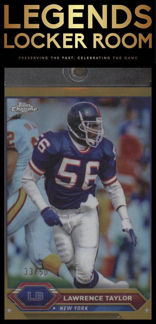 2023 Topps Composite #43 Lawrence Taylor Topps Chrome Gold Wave Refractor #/50