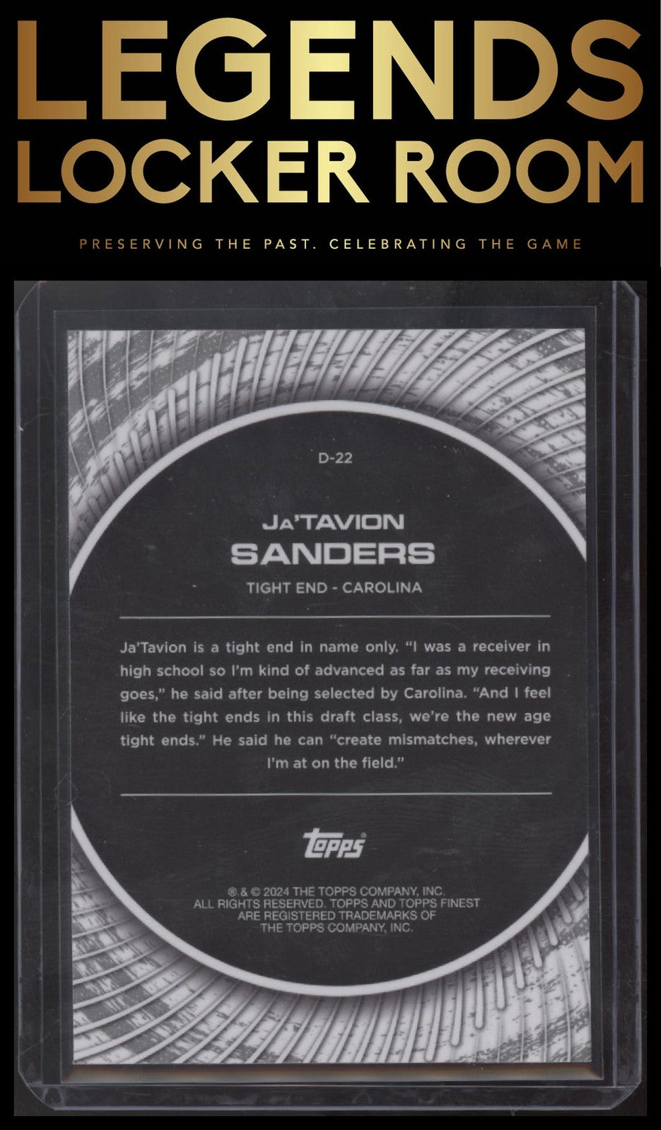 2024 Finest #D-22 Ja’Tavion Sanders Debut Sky Blue Refractor #/150