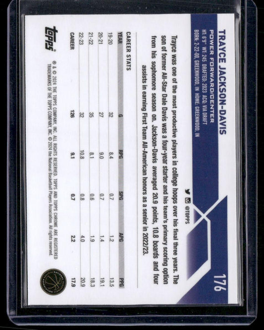 2023-24 Topps Chrome #176 Trayce Jackson-Davis Prism Refractors