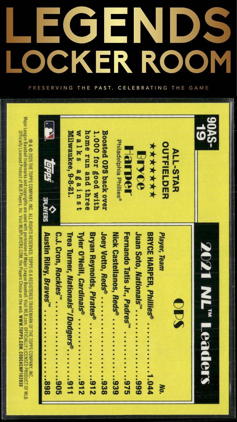 2025 Topps #90AS-19b Bryce Harper 1990 Topps Baseball 35th Anniversary All-Stars