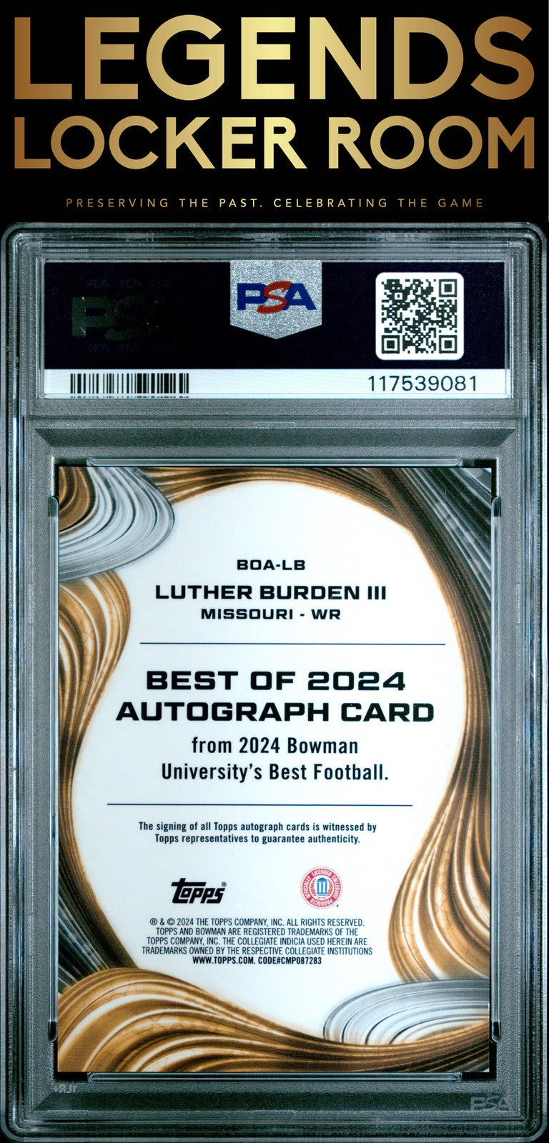 2024 Bowman Best University Best Of 2024 Autographs #LB Luther Burden Iii PSA 10