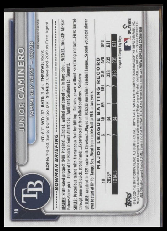 2024 Bowman #20 Junior Caminero
