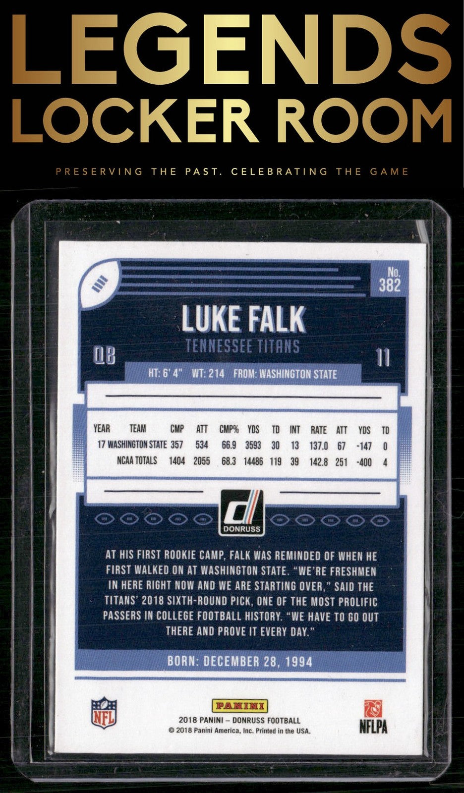 2018 Donruss #382 Luke Falk