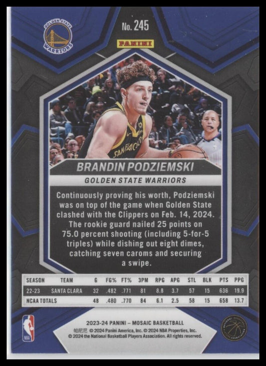 2023-24 Panini Mosaic #245 Brandin Podziemski