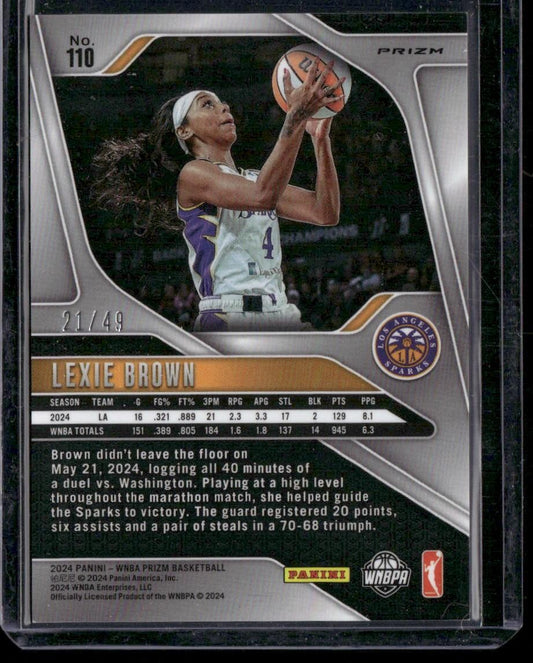 2024 Panini Prizm WNBA #110 Lexie Brown Teal Prizms #/49