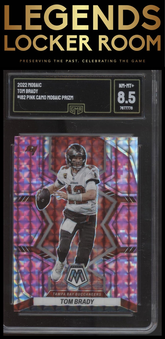 2022 Panini Mosaic #182 Tom Brady Mosaic Camo Pink GMA 8.5