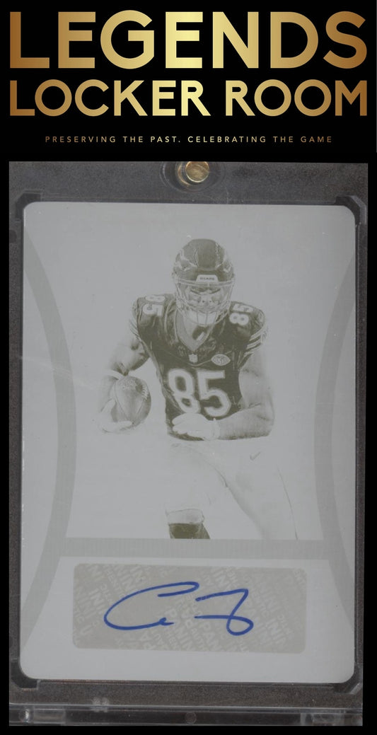 2023 Panini National Treasures Cole Kmet Signatures Printing Plate Black #/1