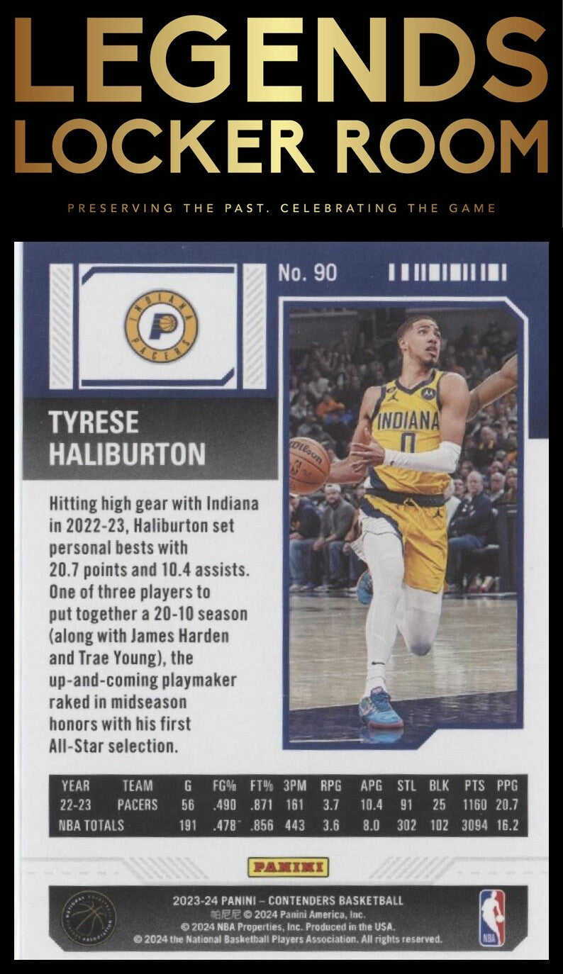 2023-24 Panini Contenders #90 Tyrese Haliburton Season Ticket Retail