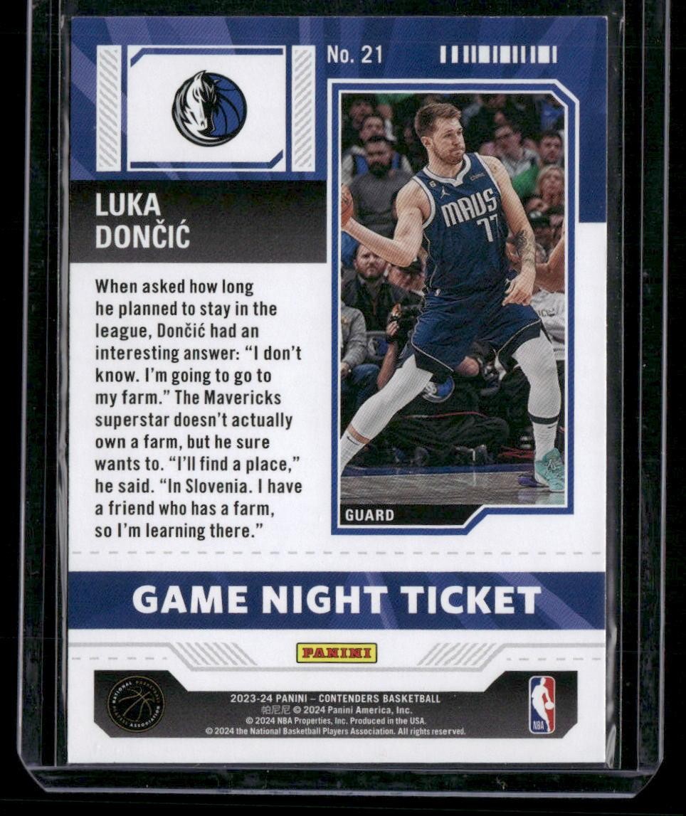 2023-24 Panini Contenders #21 Luka Doncic Game Night Ticket