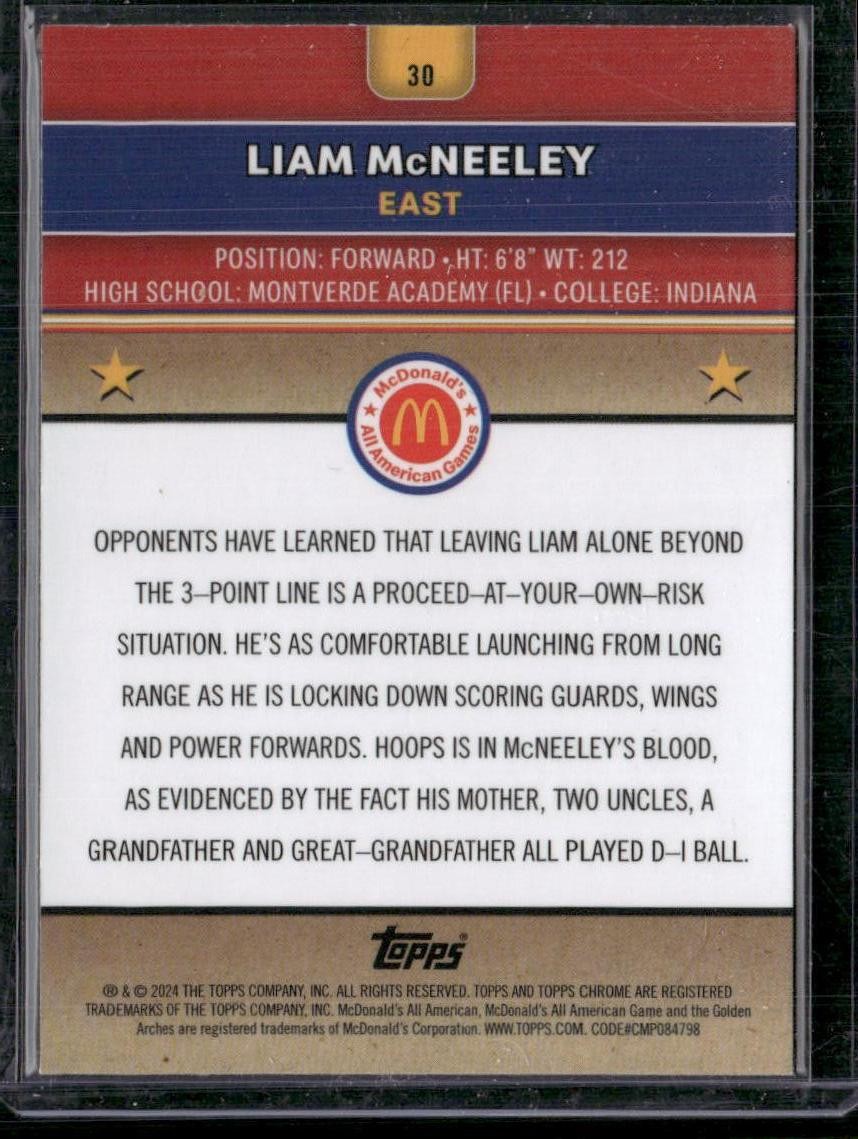 2024 Topps Chrome McDonald's All-American #30 Liam McNeeley
