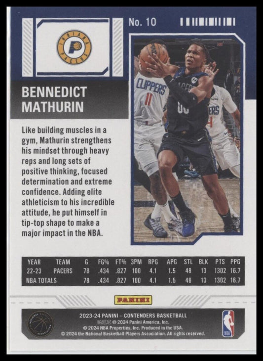 2023-24 Panini Contenders #10 Bennedict Mathurin Season Ticket Premium Edition