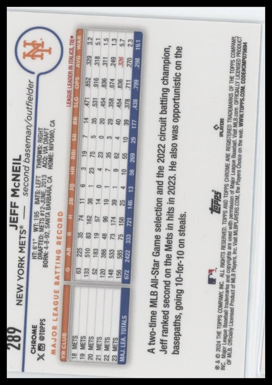 2024 Topps Chrome #289 Jeff McNeil