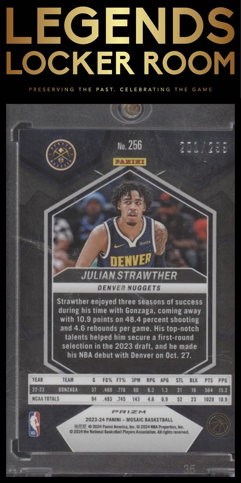 2023-24 Panini Mosaic #256 Julian Strawther Red Seismic #/299