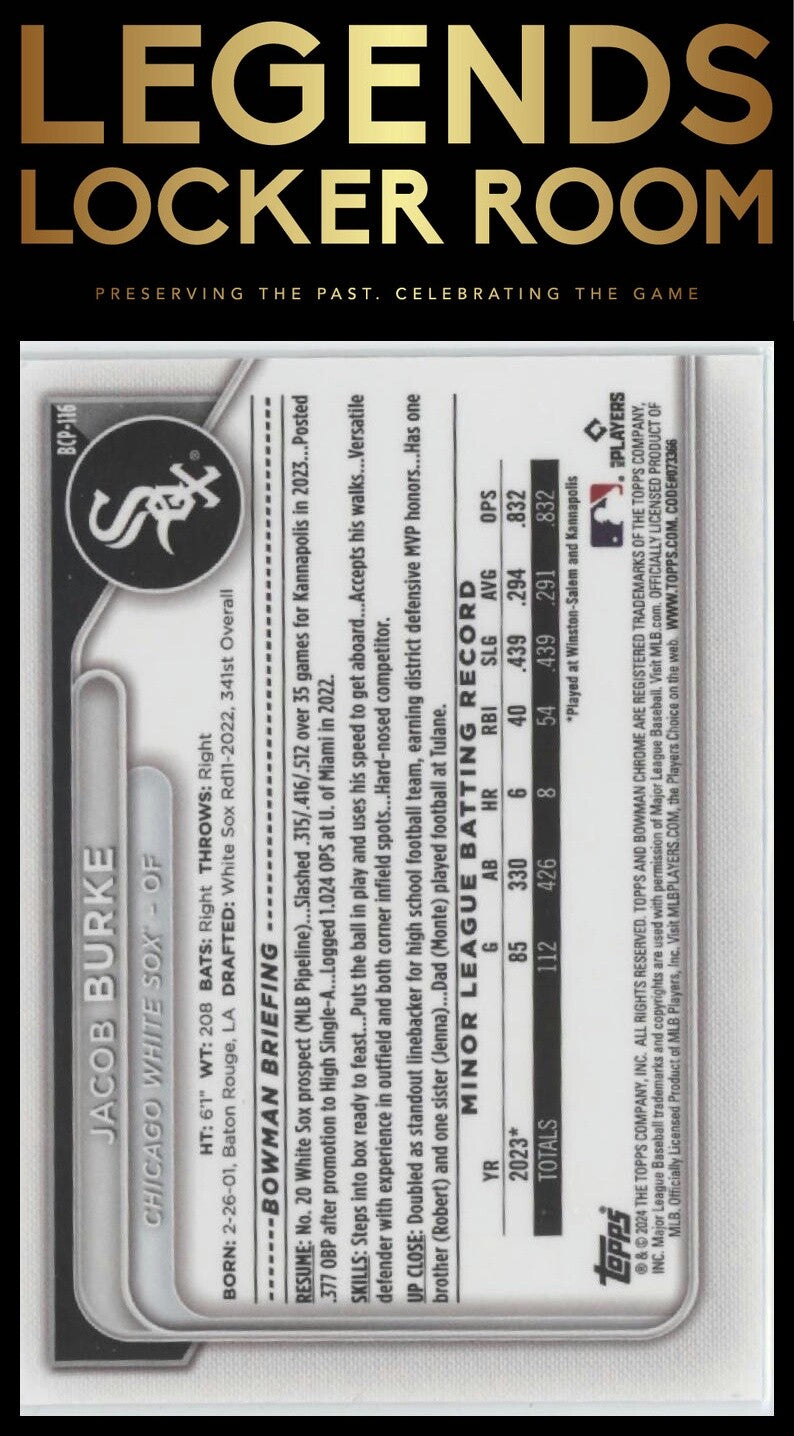 2024 Bowman Chrome #BCP-116 Jacob Burke Prospects Mojo refractor