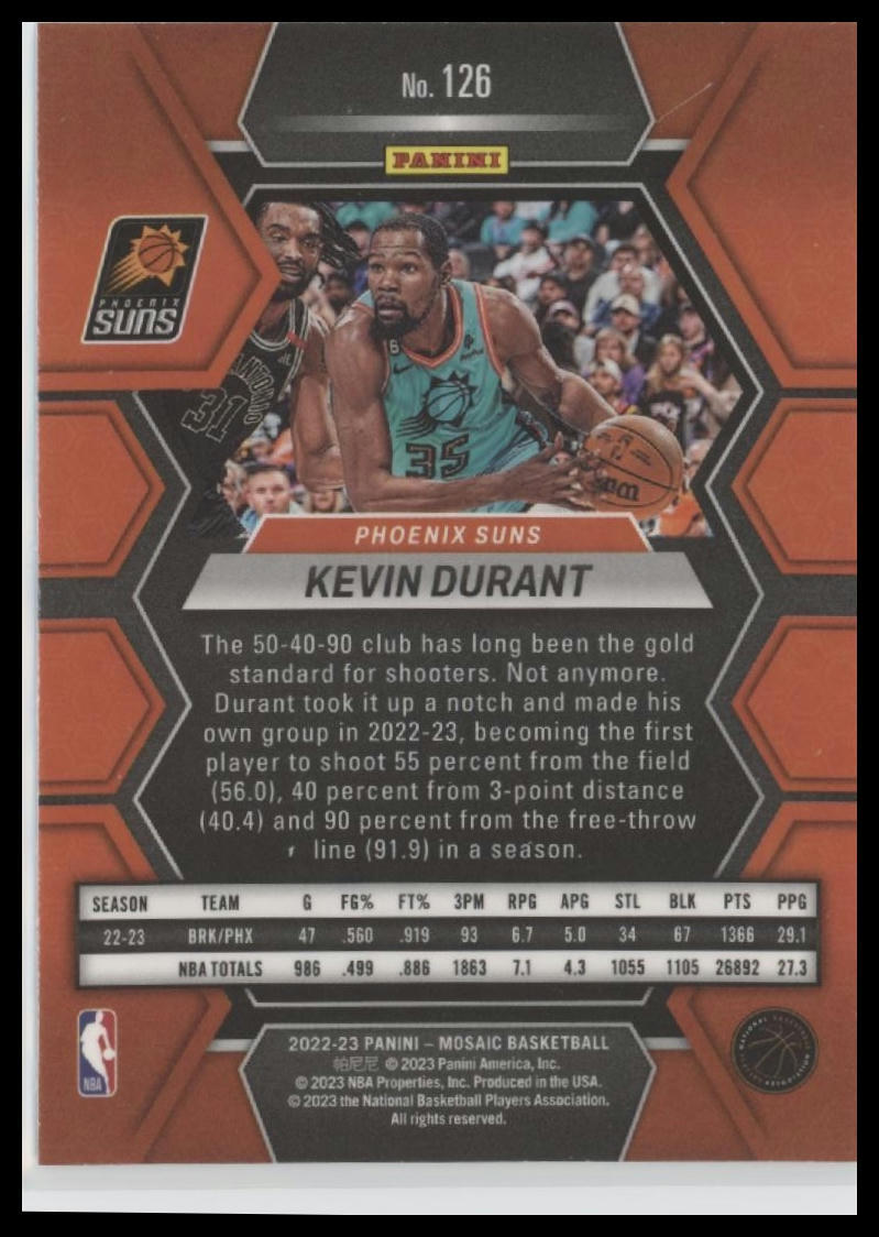 2022-23 Panini Mosaic #126 Kevin Durant