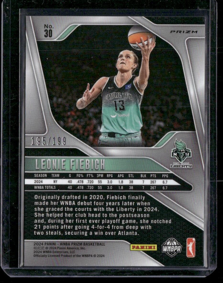 2024 Panini Prizm WNBA #30 Leonie Fiebich Blue Prizms #/199