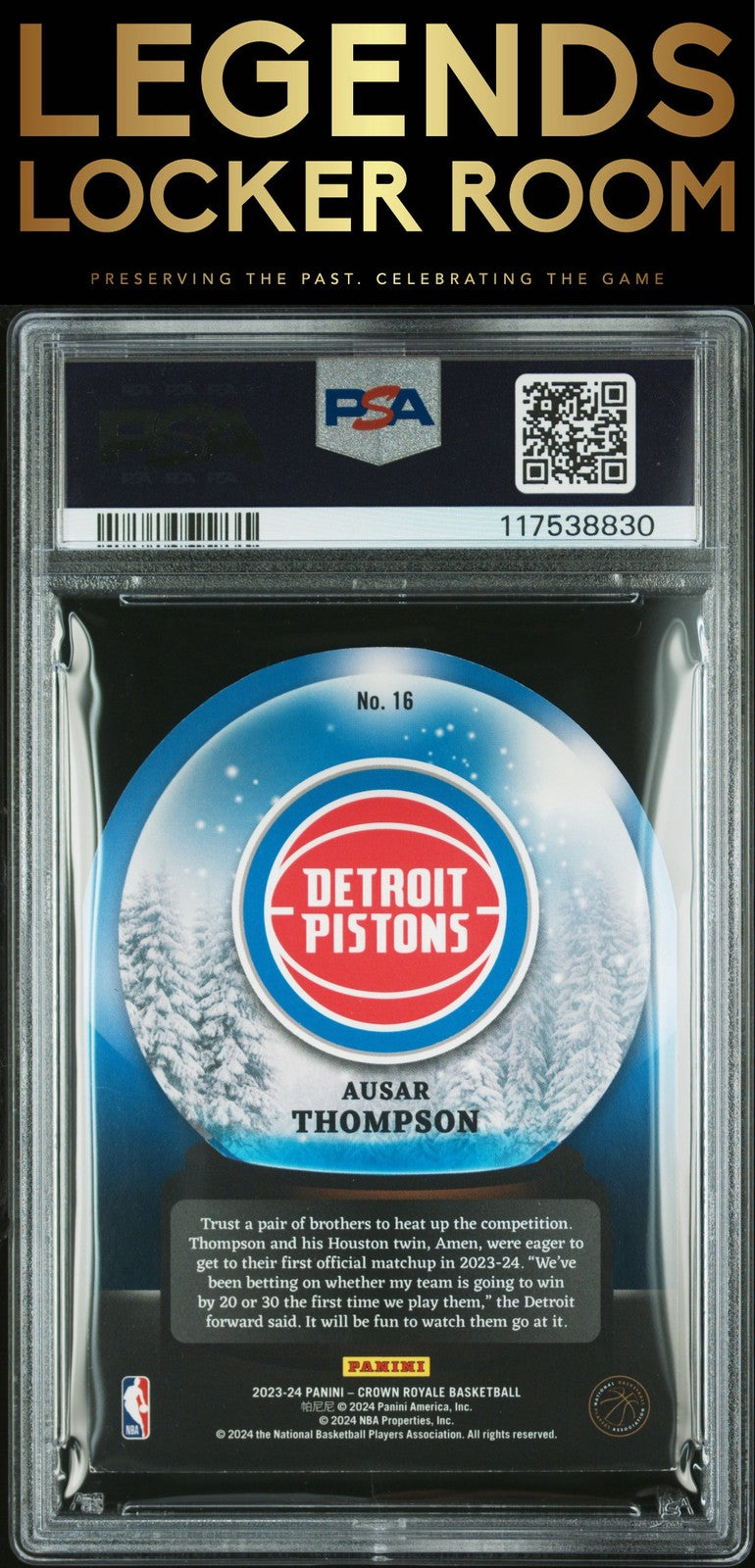 2023 Panini Crown Royale Sno Globe #16 Ausar Thompson PSA 8