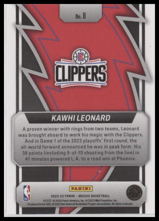 2022-23 Panini Mosaic #8 Kawhi Leonard Thunder Road
