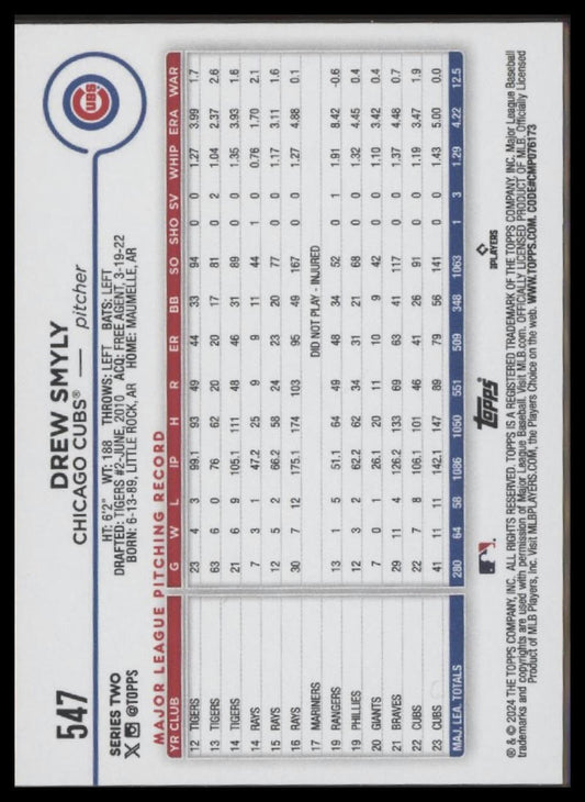 2024 Topps Chicago Cubs #547 Drew Smyly