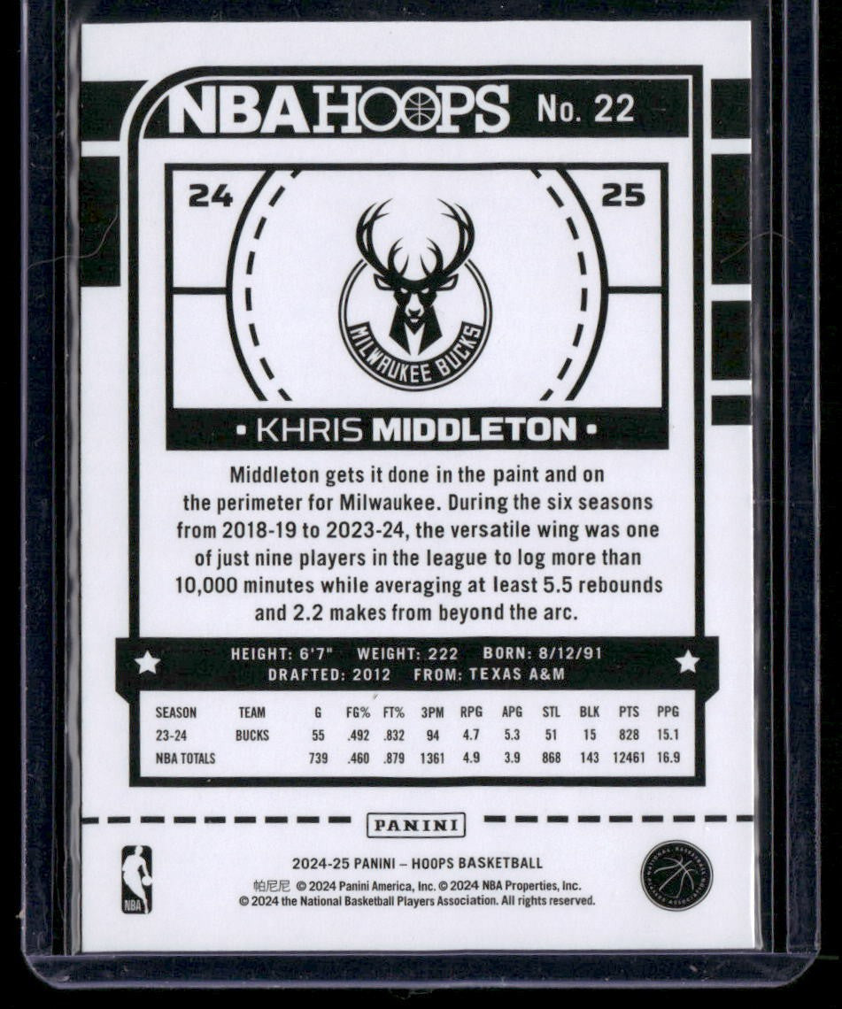2024-25 Hoops #22 Khris Middleton