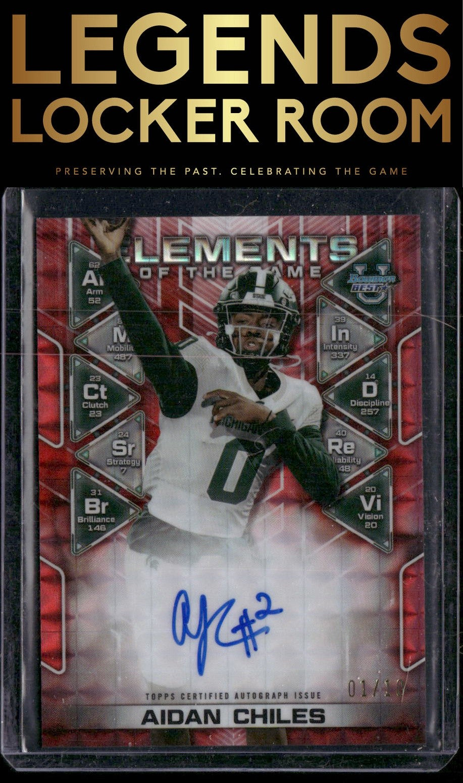 2024 Bowman University Best Aidan Chiles Elements of the Game Auto Red 01/10