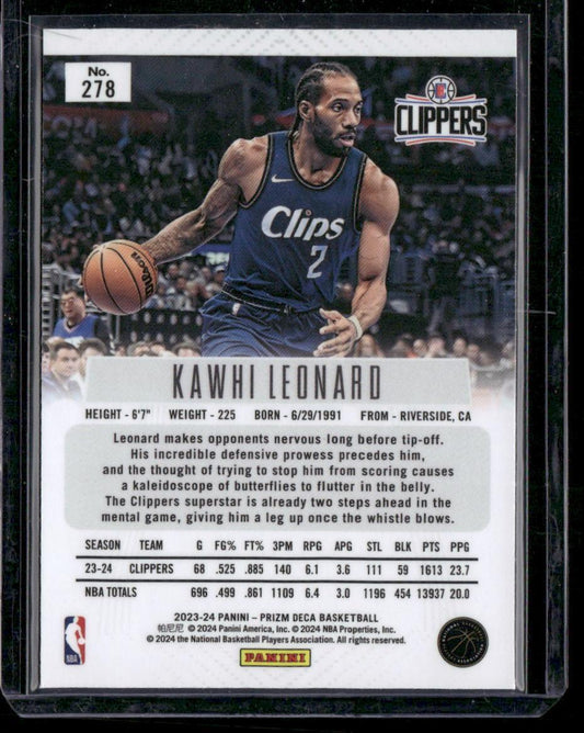 2023-24 Panini Prizm Deca #278 Kawhi Leonard