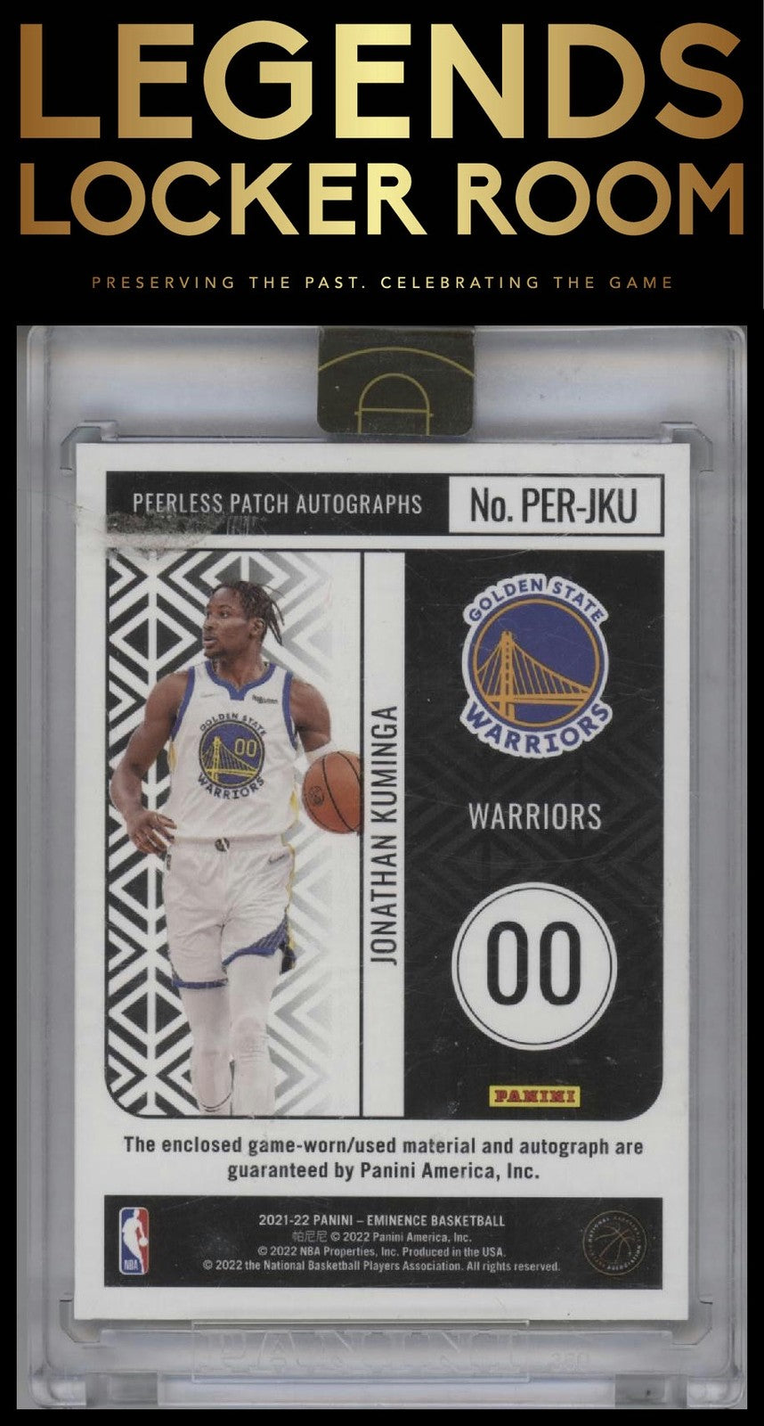 2021-22 Panini Eminence Jonathan Kuminga Peerless Patch Autographs Gold #/5