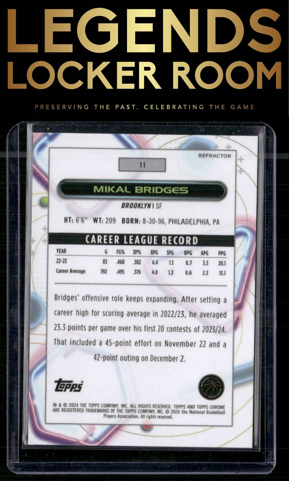 2023-24 Topps Chrome Cosmic #11 Mikal Bridges Refractors