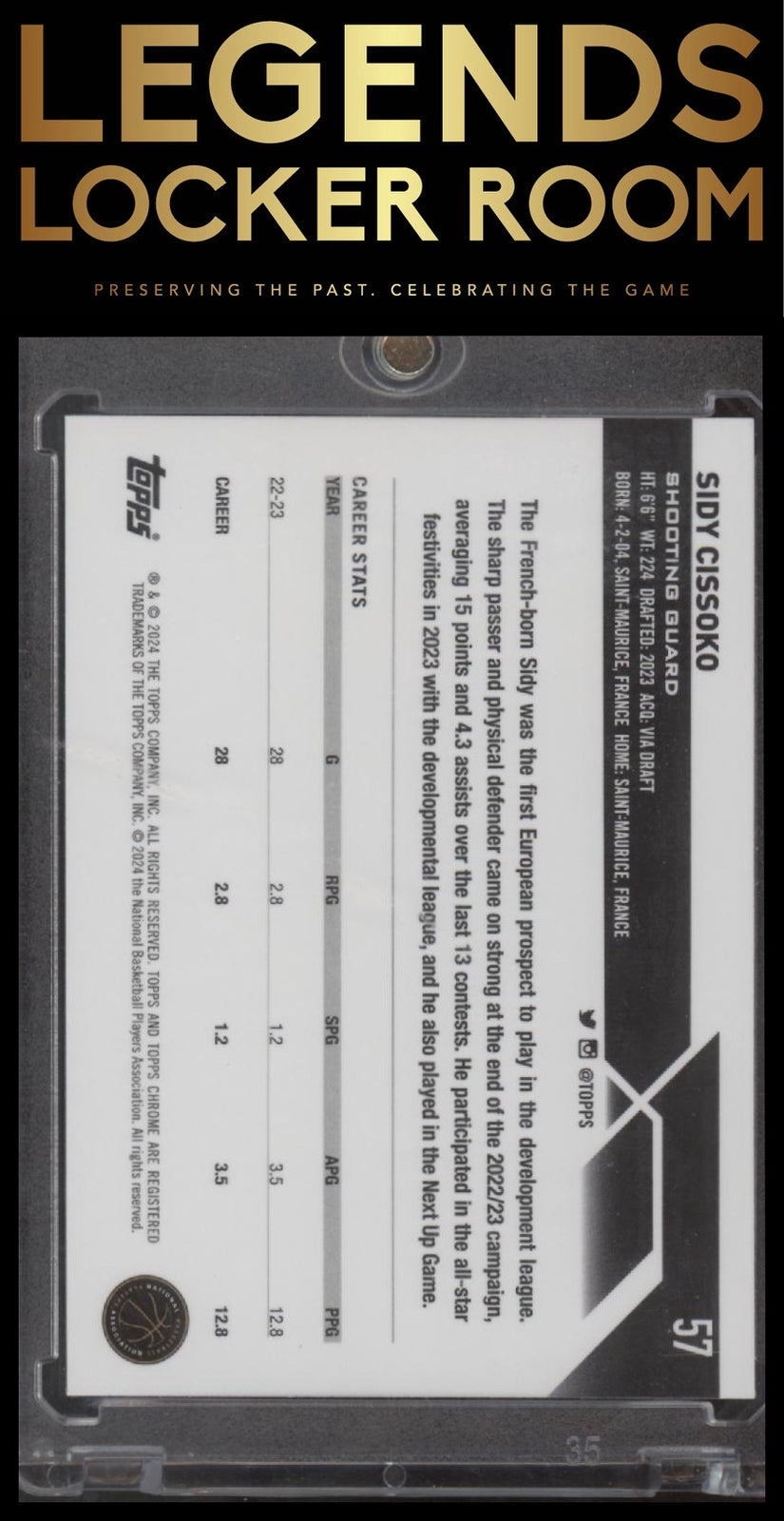 2023-24 Topps Chrome #57 Sidy Cissoko Aqua Refractors #/199