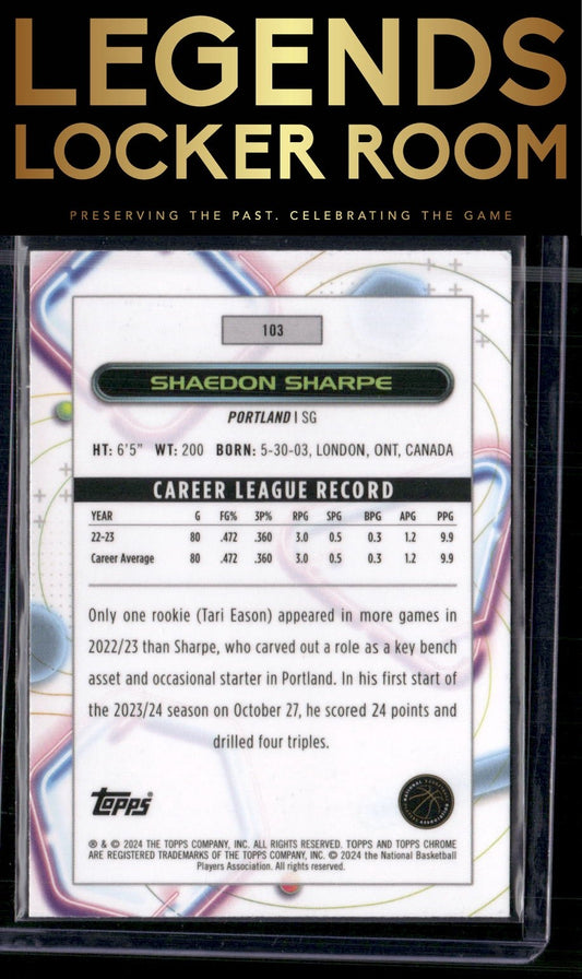 2023-24 Topps Chrome Cosmic #103 Shaedon Sharpe