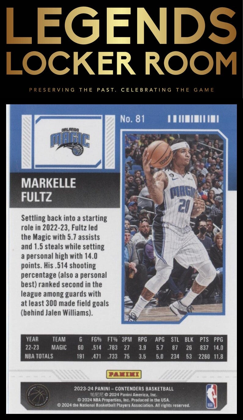 2023-24 Panini Contenders #81 Markelle Fultz Season Ticket Retail