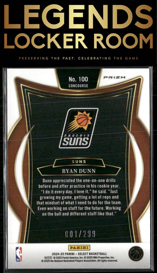 2024-25 Panini Select #100 Ryan Dunn Light Blue Prizm #/299