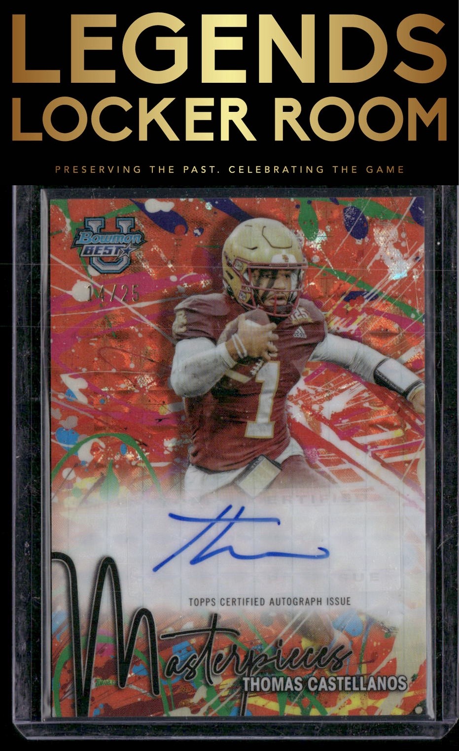 2024 Bowman University Best Thomas Castellanos Masterpiece Auto Orange /25