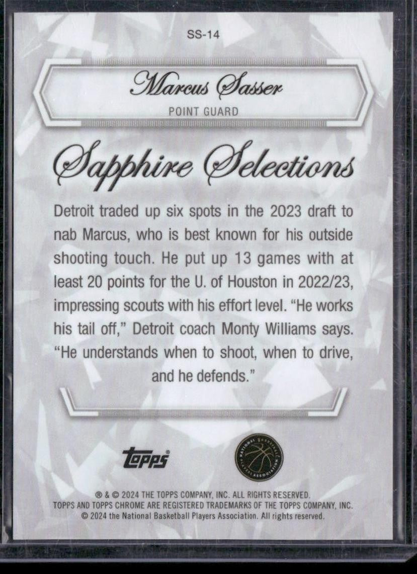2023-24 Topps Chrome Sapphire Edition Marcus Sasser Sapphire Selections /25