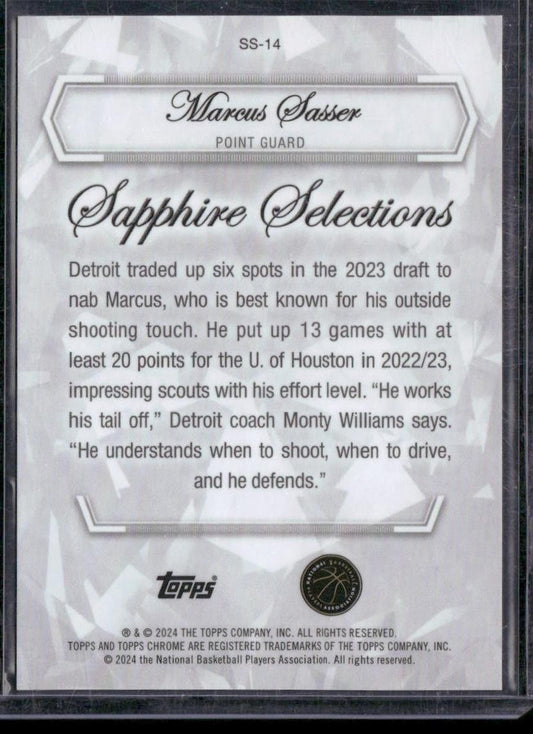 2023-24 Topps Chrome Sapphire Edition Marcus Sasser Sapphire Selections /25